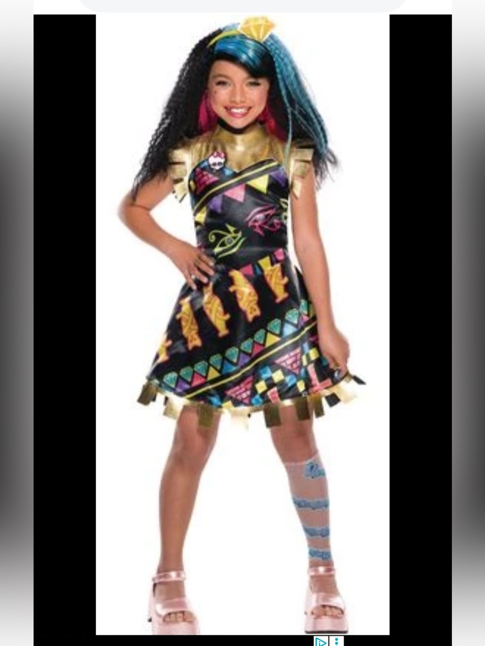 monster high Black Dress with Gold Armor and Neon Prints medium girls